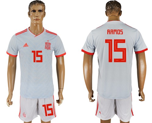 Spain #15 Ramos Away Soccer Country Jersey - Click Image to Close
